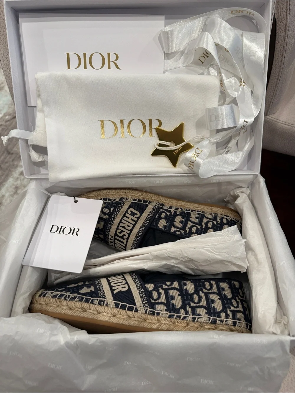 Christian Dior  Granville Deep Blue & Beige Monogram Espadrilles - Picture 2 of 13